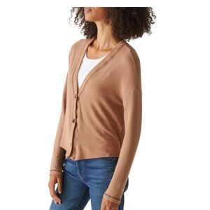 MICHAEL STARS NOAH CARDIGAN WITH STITCHING IN CAMEL Tan Sweater